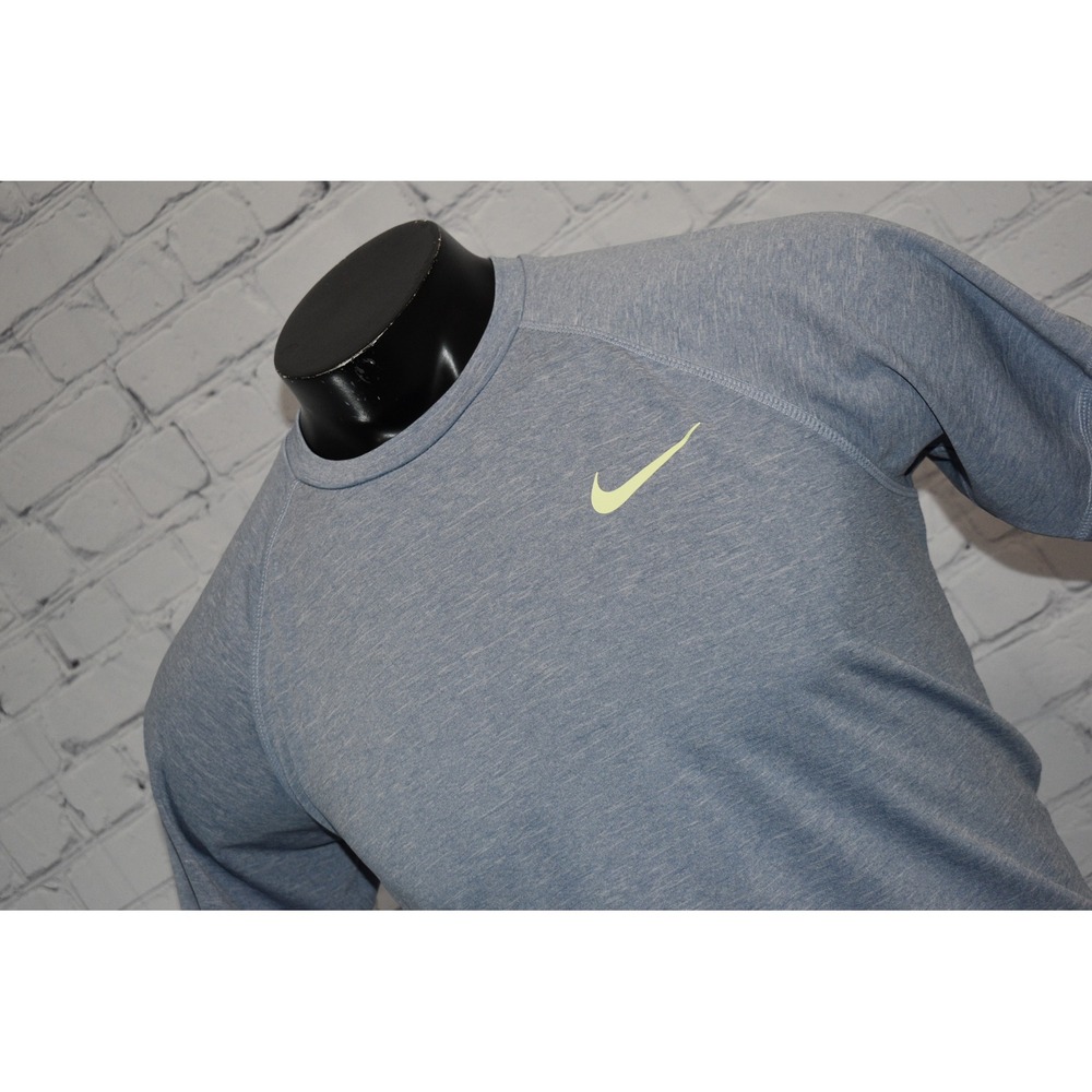 Nike Swim Rash Guard Mens Medium Blue Heathered Dri-Fit Short Sleeve Shirt